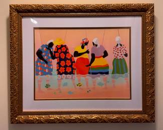 Framed William Cantwell "Grandmother's Fishing," Signed Lithograph. Measures 24" x 19" Overall. 