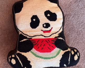 Needlepoint Panda Pillow. 