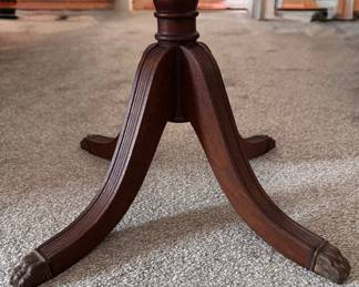 Kidney Shape Side Table with Brass Gallery. Measures 20" W x 12" D x 20" H to Top of Gallery. Photo 4 of 5.