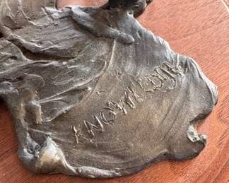 "Knowledge," Bronze of Pig. Measures 9" D x 8" H Including Stand. Photo 2 of 3.