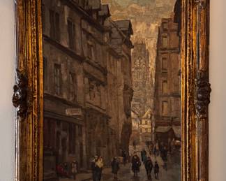 Adrien Segers, "View of Sacre Coeur & Notre Dame," Oil on Canvas. Sold with Picture Light. Measures 15" W x 22" H; 21" W x 27" H Overall. Photo 1 of 2. 