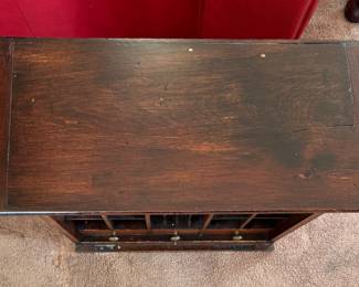 Vintage Wood Desktop "Pigeon Hole" Organizer Turned Side Table. Comes With Glass Topper.  Photo 3 of 3.