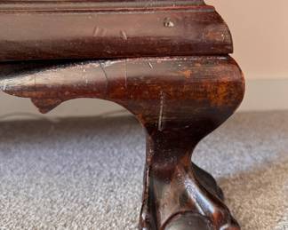 Chippendale Style Slant-Top Serpentine Style Desk with Ball & Claw Feet and "Bat Wing" Drawer Pulls. Photo 5 of 5.
