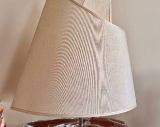 Daum Crystal Tall 2 Sail Sailboat Table Lamp. 