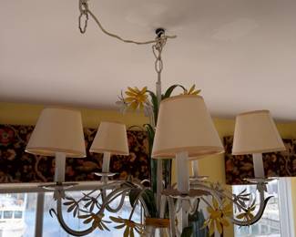 Painted Italian Metal Polychrome Chandelier. Measures 23" From Ceiling and 24" W. Photo 1 of 2. 