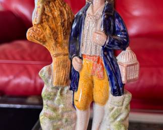 Staffordshire Falconer with Bird Figurine. Measures 8" H. Photo 1 of 2. 