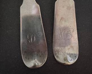 Hopper Set of 6 Pre-Civil War 9" Monogrammed Sterling Silver Serving Spoons. Photo 3 of 3.