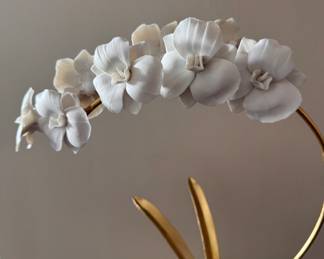 Chelsea House White Porcelain Orchid on Lucite Stand. Photo 2 of 4. 