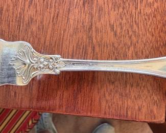 Gorham Regent (Silverplate, 1902-1903) Electroplate Flatware Set. Pieces Include Serving Spoon, 5 Soup Spoons, 9 Spoons, 13 Forks, 13 Salad Forks, 14 Fish Knives & 9 Fish Forks. Photo 2 of 2.