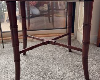 Faux Bamboo Side Table with Porcelain Platter Insert. Photo 1 of 3. 