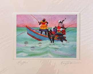William Cantwell, "Puffers," Signed Lithograph. Measures 14" x 11" Overall. 