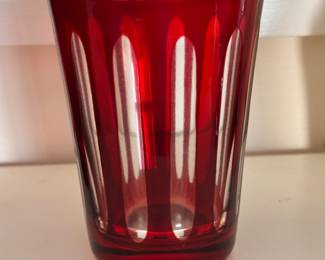 Ruby Red Cut To Clear Glass Double Old Fashioned Glasses. Photo 4 of 4.