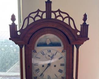 Antique George III Mahogany 8 Day Grandmother Clock. Measures Approximately 4' H. Photo 2 of 4.