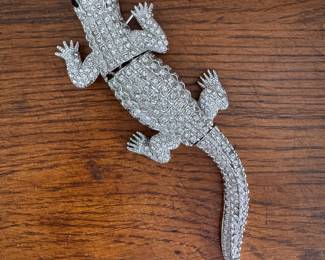 Rhinestone Alligator Pin. Unmarked. Photo 1 of 2. 