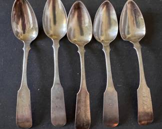 Set of 5 N. Harding "S. S. Lawton" Monogrammed Spoons. Photo 1 of 4. 