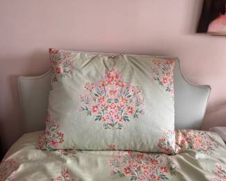 Upholstered Twin Bed Frame - 2 Available. Pictured with Matouk Bedding. Photo 2 of 2.