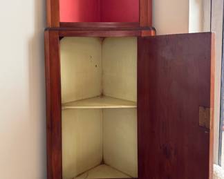 Antique Mahogany Corner Cabinet. Measures 20" W x 15" D x 70" H. Photo 3 of 3.