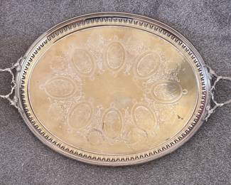 Silver Plate Serving Tray. Measures 28" L x 20" W. Photo 1 of 2. 