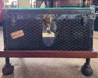 20th-Century Goyard Petite Steamer / Cabin Trunk with Cunard White Star, French Line, Île de France, SS Champlain Travel Stickers. Measures Approximately 30" W x 18" x 18" H. Photo 1 of 5. 