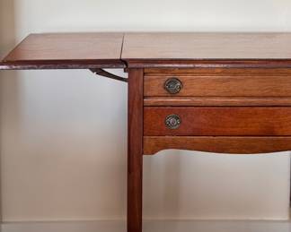 Cherry Drop Leaf Flatware Storage Chest with Lift Top & Pull Out Drawer.  Photo 2 of 6. 