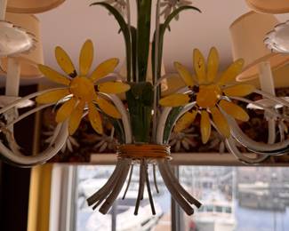 Painted Italian Metal Polychrome Chandelier. Measures 23" From Ceiling and 24" W. Photo 2 of 2. 