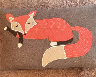 Wool Felt Resting Fox Pillow. 