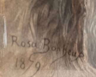 Rosa Bonheur, "An Old Monarch," Lithograph.  Measures 14.5" W x 17.5" H within Mat; 30" x 34" Overall. Photo 2 of 2. 