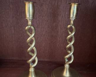 Pair of Brass Barley Twist Candlesticks. 