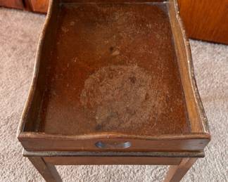 Butler's Tray Side Table. Top Needs Refinishing & Some Leg Repair. Photo 3 of 4. 