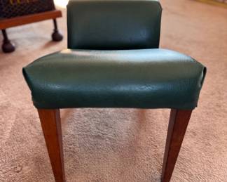 Green Leather Upholstered Gout Stool / Footman. Photo 2 of 4. 