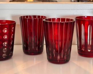 Ruby Red Cut To Clear Glass Double Old Fashioned Glasses. Photo 1 of 4. 