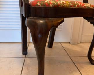 Mahogany Queen Anne Style Splat Back Child's Arm Chair with Pad Feet.  Photo 5 of 5.