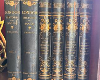  London Historic & Social 1902 Francis 2 Volume Set & Shakespeare's Leather Bound Book Set. Photo 2 of 2. 