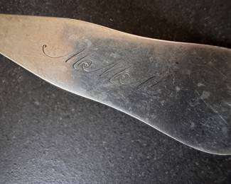 F. W. Macomber Set of 7 Monogrammed Coin Silver Spoons Stamped Fall River. Photo 2 of 3.