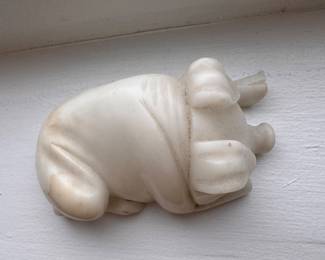 Small Carved Marble Pig Figurine. Photo 2 of 3. 