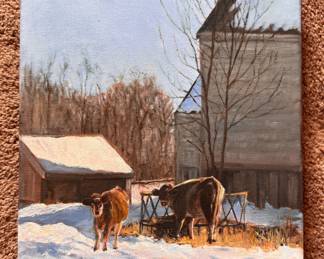 Karen McManus "On The Farm," Oil on Canvas. Measures 10" x 10". Photo 1 of 3. 