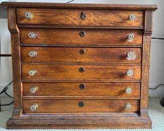 Oak Six-Drawer Spool Cabinet. Measures 26" W x 17" D x 22" H. Photo 1 of 2. 