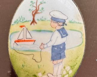 Limoges Boy with Boat Pill Box. Photo 1 of 2. 