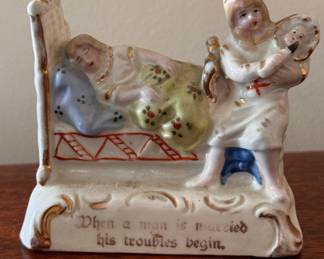 "When A Man Is Married His Troubles Begin" Porcelain Figurine. Photo 1 of 2.