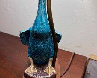 Pair of Chinese Export Turquoise Duck Figurines Turned Table Lamps.  Photo 3 of 2.