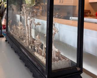 Japanese Hand-Carved Cork Landscape in Shadow Box. Measures 24" W x 4" D x 12" H Overall. Photo 2 of 6. 