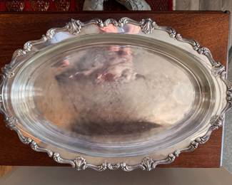 Silver Plate Tray with Pyrex Insert. Measures 20" W x 13" D. Photo 1 of 2. 