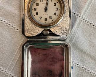 Vintage Silver 8-Day Travel Clock. Photo 2 of 3. 