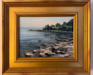 Jeremy Miranda, "Tagat's Ferry Landing off Indian Avenue," Acrylic on Board. Measures 12" x 10" Overall. Photo 1 of 2. 