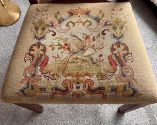 Mahogany Arm Chair with Needlepoint Seat -- Only One. Measures 22" W x 18" D.  Photo 2 of 2.