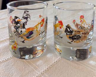 Rooster Double Old Fashioned Glasses. 