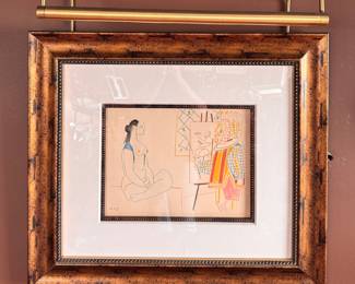 Pablo Picasso, "Le Peintre et son Modele," Lithograph Print. Measures 13" W x 10" H Inside Mat; Measures 26.5" W x 23" H.  Photo 1 of 4. 