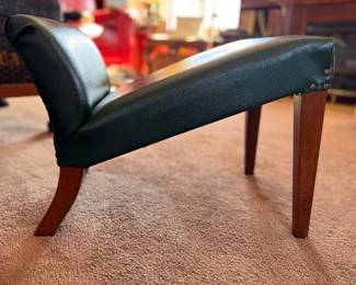 Green Leather Upholstered Gout Stool / Footman. Photo 1 of 4. 