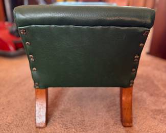 Green Leather Upholstered Gout Stool / Footman. Photo 4 of 4. 