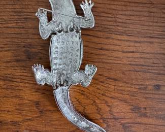 Rhinestone Alligator Pin. Unmarked. Photo 2 of 2. 